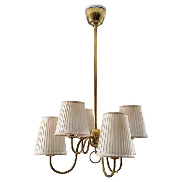 Swedish Modern Brass and Glass Chandelier, 1940s For Sale - Image 16 of 16