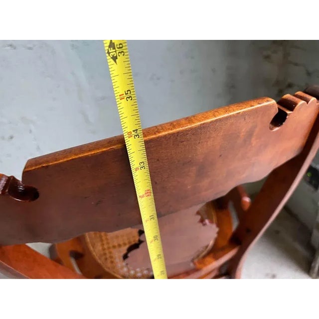 Pair Antique Eastlake Walnut Cane Seat Armchairs. Well made, burled wood inlays, spindle legs Approximate measures Height...