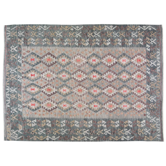 2000 - 2009 Afghan Tribal Natural Color Hand Made Organic Wool Maimana Kilim,6'10"x9'8" For Sale - Image 5 of 5