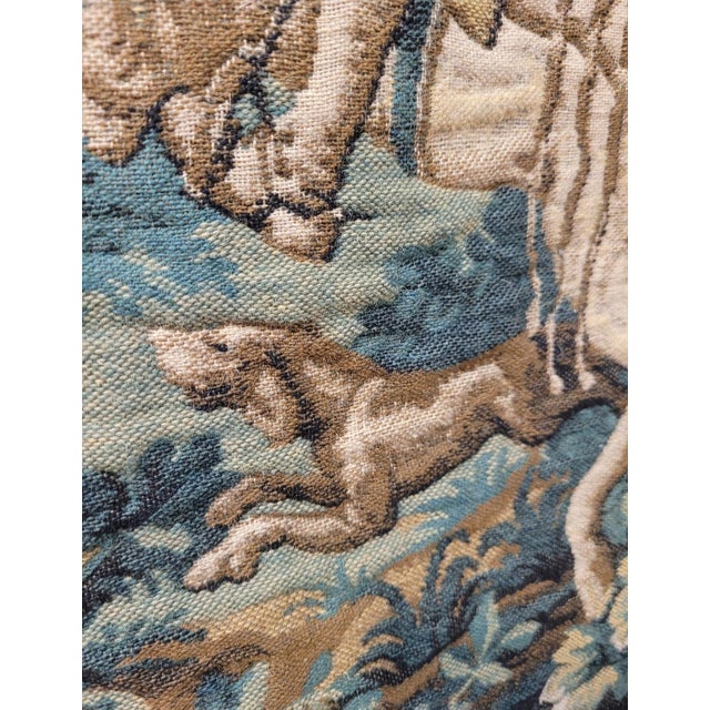 Green Late 20th Century Belgian Woven Hunting Scene Tapestry For Sale - Image 8 of 12