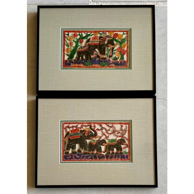 Circa 1990 Indian Rājasthānī-Style “Royal Elephant Procession” Folk Art – A Pair For Sale - Image 12 of 13