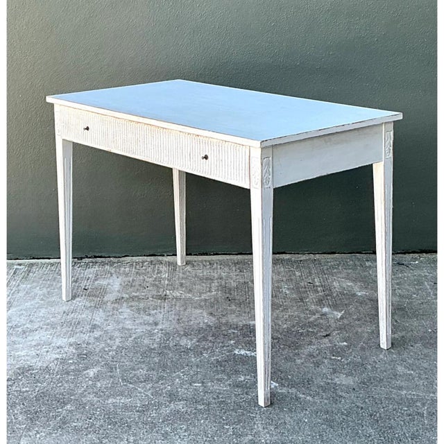 Vintage Painted Wood Writing Desk For Sale - Image 4 of 12