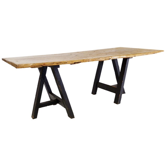 Large Dining Table Mounted on Black Handles, 1979, Set of 3 For Sale