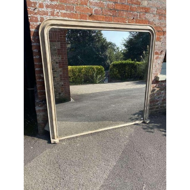 Glass Large Antique 19th Century French Carved Wood & Gesso Mirror For Sale - Image 7 of 7