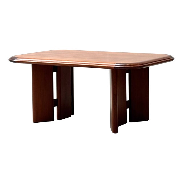 Mid-Century Curved Cherrywood Coffee Table, 1970s For Sale