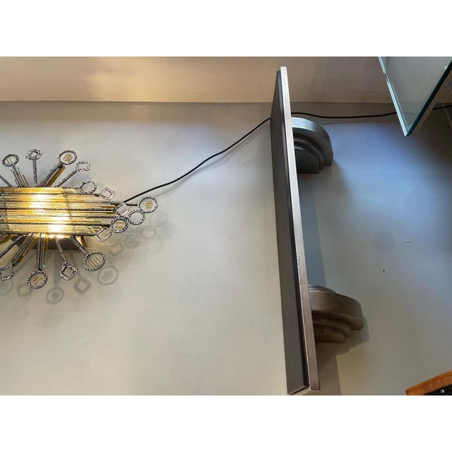 Vintage Art Deco Shelf in Silver-Plated Steel and Black Marble, 1980s For Sale - Image 3 of 16