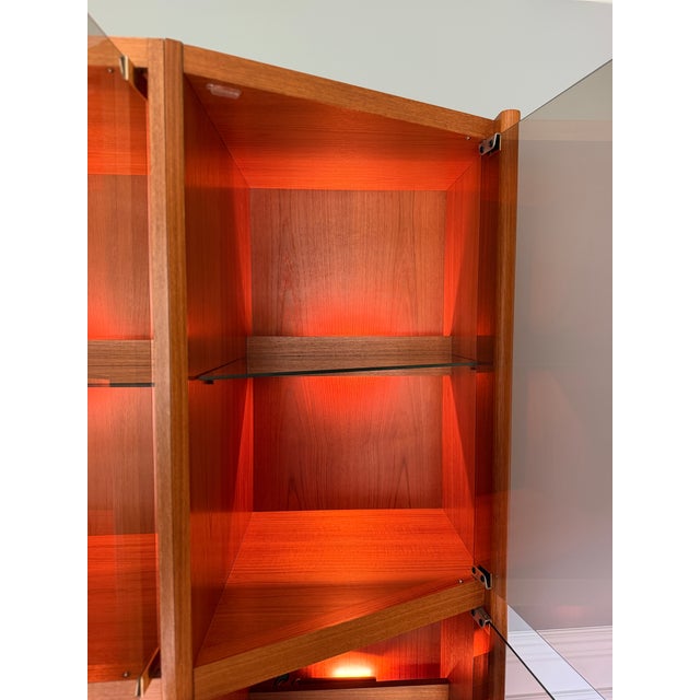 1970s 1970s Belgian Modern RVC Royal Viking Contemporary 4-Piece Lighted Wall Unit & Bar, 103" For Sale - Image 5 of 14
