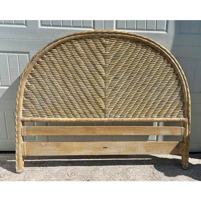 Vtg. Palecek Coastal Style Rattan Queen Size Rounded Headboard For Sale In Philadelphia - Image 6 of 13