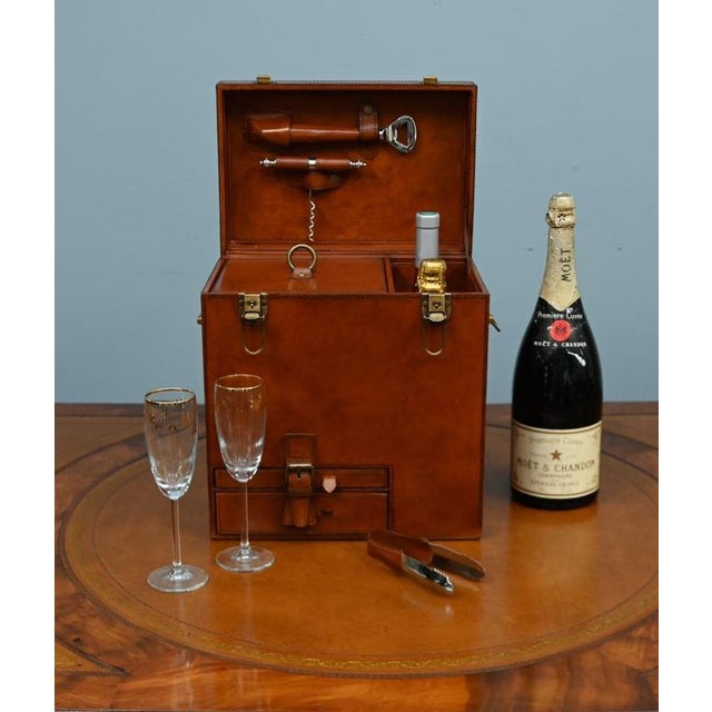 Vintage Leather Hamper Champagne and Wine Picnic Box For Sale - Image 10 of 10