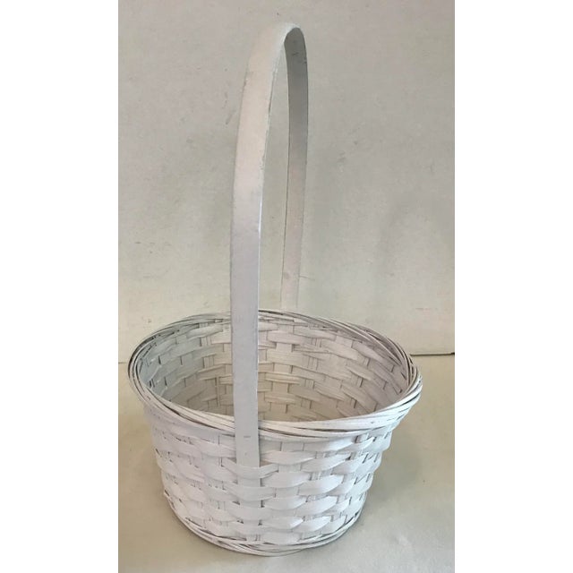 Vintage White Wicker Handled Basket For Sale - Image 4 of 7