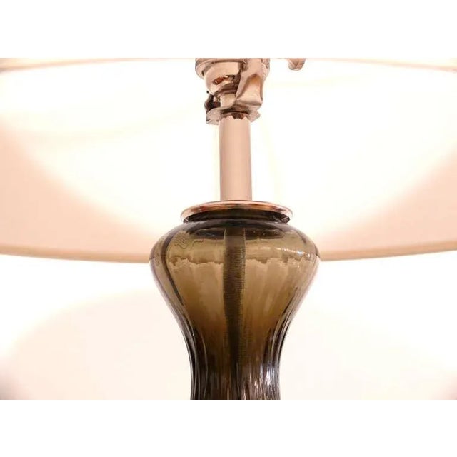 Italian Grey Glass Table Lamps - A Pair For Sale In New York - Image 6 of 10