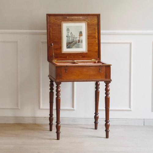 Antique French Sewing Table with Hinged Lid, Late 19th Century For Sale - Image 4 of 16