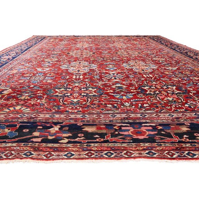 Jacobean Late 19th Century Persian Mahal Rug, 14'01 X 19'08 For Sale - Image 3 of 10
