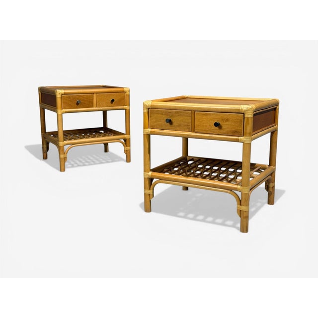Kenneth Bergenblad, Nightstands, Bamboo, Rattan, Brass, Sweden, 1970s For Sale - Image 4 of 13