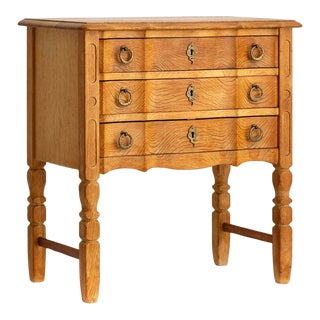 Rustic Danish Modern Oak Nightstand For Sale