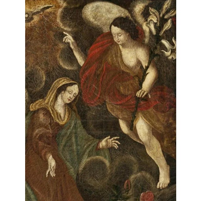 Baroque Italian School Artist, Announcement, Oil on Canvas, 17th Century, Framed For Sale - Image 3 of 7
