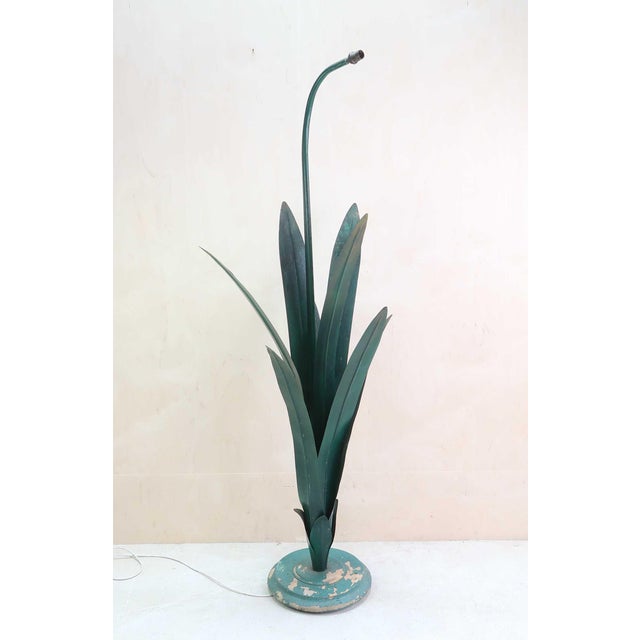 Vintage Painted Metal Daffodil Floor Lamp, England, 1920s For Sale - Image 3 of 7