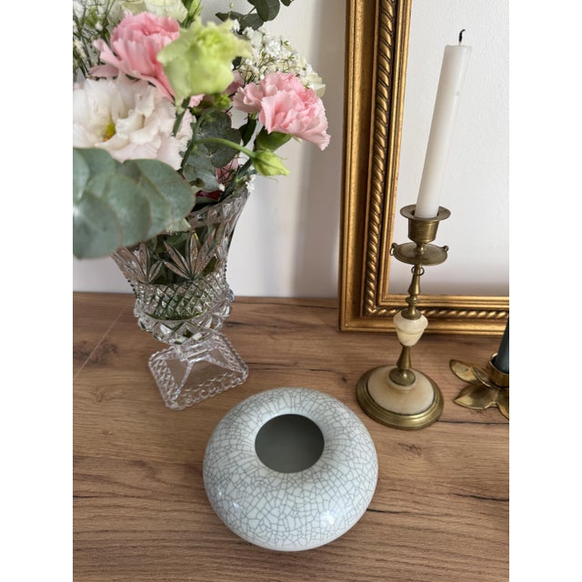 Vintage Grey Ceramic Vase For Sale - Image 5 of 5