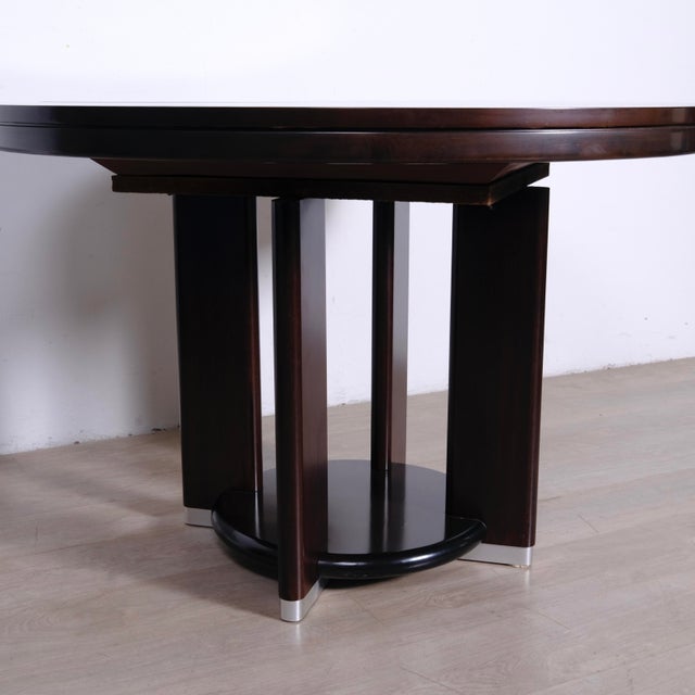 Brown Extendable Round Dining Table, 1970s For Sale - Image 8 of 18