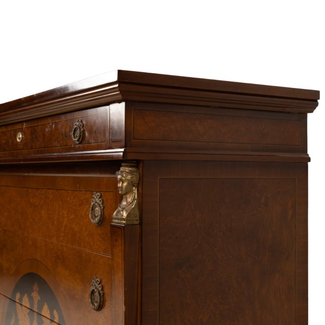 1980s Empire Style Chest of Drawers W/ Griffin Motifs &Hidden Drawer, Neoclassical Dresser For Sale - Image 16 of 18
