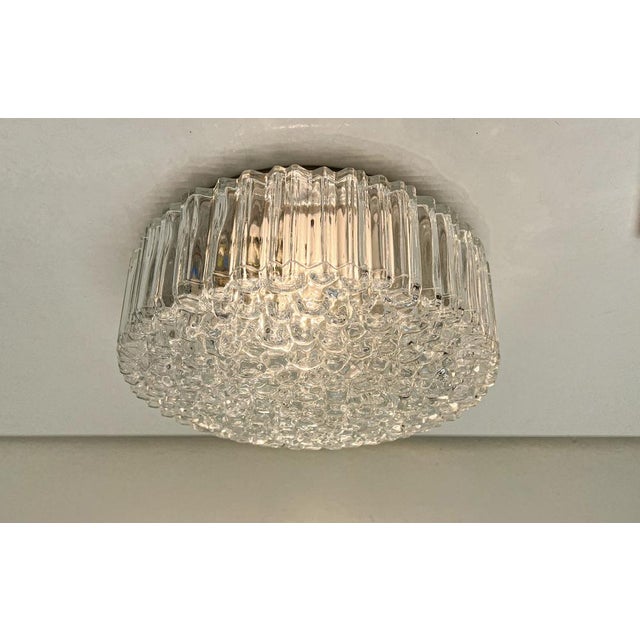 Mid-Century Modern Bubble Texture Glass Flush Mount Lamp by Limburg, 1970s For Sale - Image 3 of 17