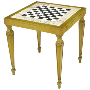 Bleached Walnut and Inlaid Marble Regency Game Table
