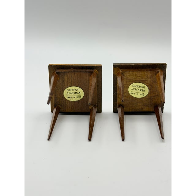 Traditional Vintage Shackman 1:12 Miniature Side Tables Pair With Hand-Blown Glass Bird Figurines, Made in Japan For Sale - Image 3 of 6