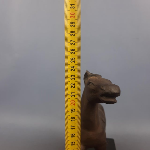 Vintage Cast Iron Horse Sculpture on Wooden Base, 1950s For Sale - Image 15 of 16