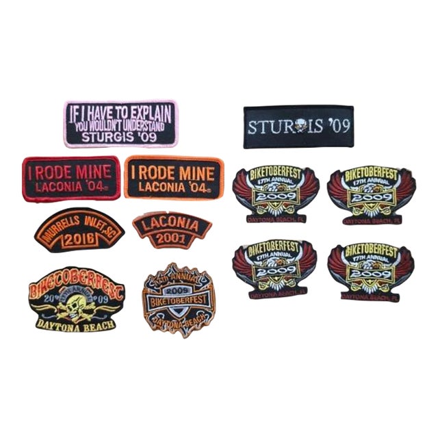 Archival Moto-Culture Asset: 12pc Deadstock Rally Patch Collection (2001–2016) For Sale