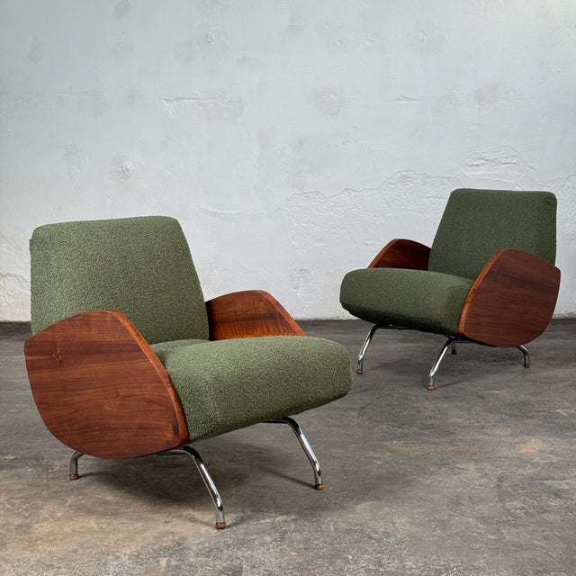 Brown Type 360 Lounge Chairs attributed to Janusz Różański, 1960s, Set of 2 For Sale - Image 8 of 13