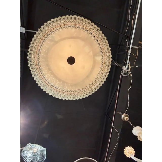 Metal Modern Murano Glass and Brass Multi-Tier Drum Chandelier For Sale - Image 7 of 8