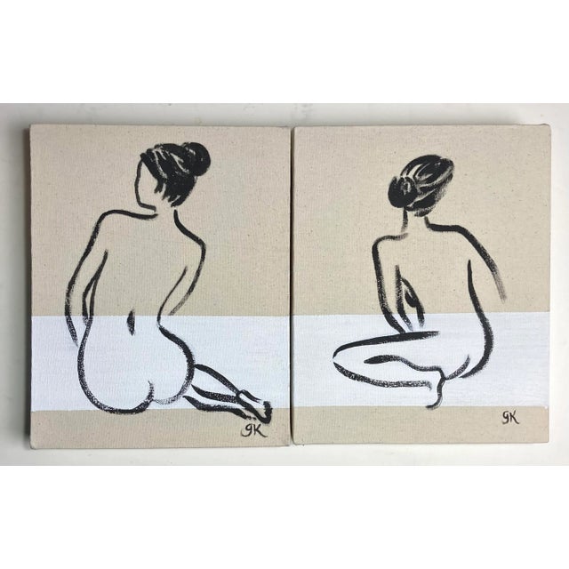 Contemporary "Figure No. 4 With White Band" Contemporary Original Abstract Figurative Nude Acrylic Painting by Gretchen Kelly For Sale - Image 3 of 5