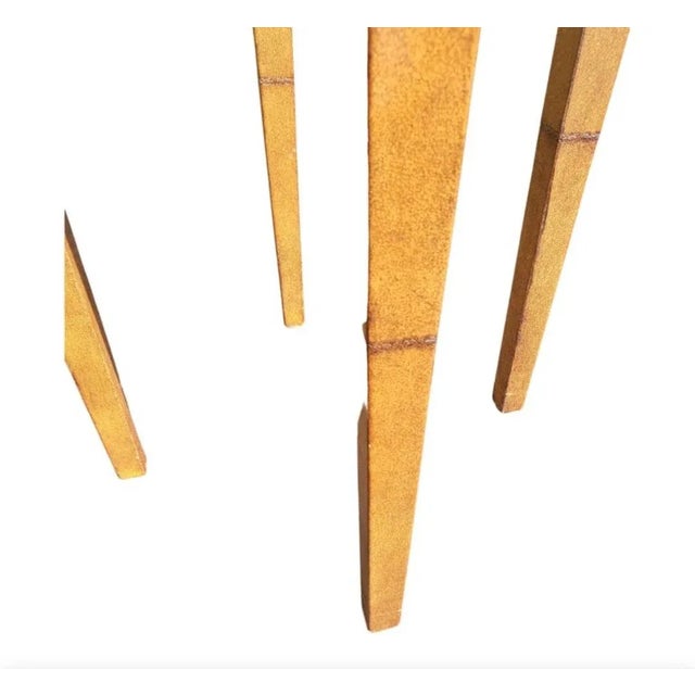 Brass All Leather Wrapped and Brass Mounted Gueridon Side Table With Pull Out Tray For Sale - Image 8 of 9