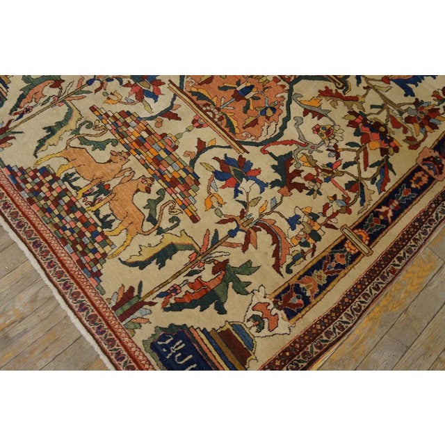 1890s Beige Tree of Life Antique Persian Sarouk Farahan Meditation Carpet 4'4'' X 6'9'' Knotted Wool Rug For Sale - Image 4 of 14