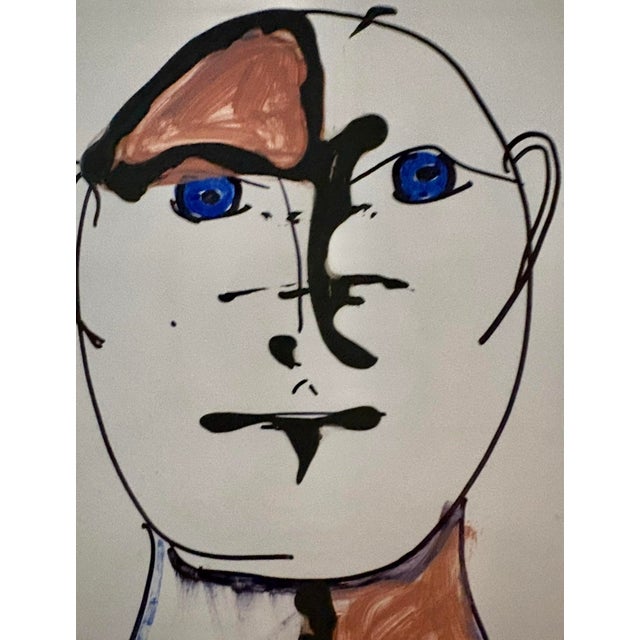 2000 - 2009 Abstract Face Painting by Artist Christopher Shoemaker, Signed, 11” X 8.5” For Sale - Image 5 of 6