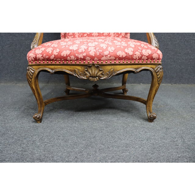 Late 20th Century French Louis XV Style Open Armchair With Carved Wood Frame Time Period: For Sale - Image 5 of 12
