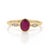 Modern Ruby & Marquise Diamond Three-Stone Bezel Set Ring 14k Yellow Gold Size 9 For Sale - Image 4 of 16