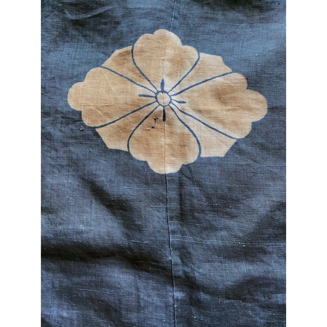 Japanese Two-Piece Indigo Asa Kyogen Festival Costume Meiji Period For Sale - Image 9 of 14