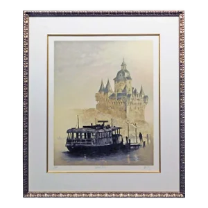 1980s John Kelly "Rhine River" Fine Art Lithograph/Serigraph Framed