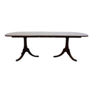 Vintage Antique Solid Mahogany Traditional Duncan Phyfe Style 92" Double Pedestal Dining Table For Sale