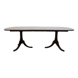 Vintage Antique Solid Mahogany Traditional Duncan Phyfe Style 92" Double Pedestal Dining Table