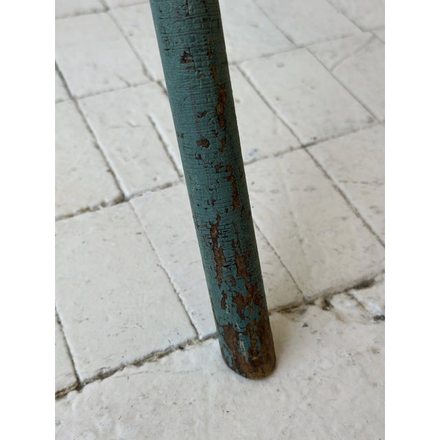 Antique Curly Maple Accent Table With Turquoise-Painted Tripod Base, Circa Early 20th Century For Sale - Image 17 of 17
