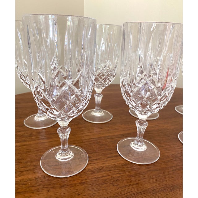 2000s Classic Marquis by Waterford Markham Crystal Water Goblets Iced Beverage Glasses Set of