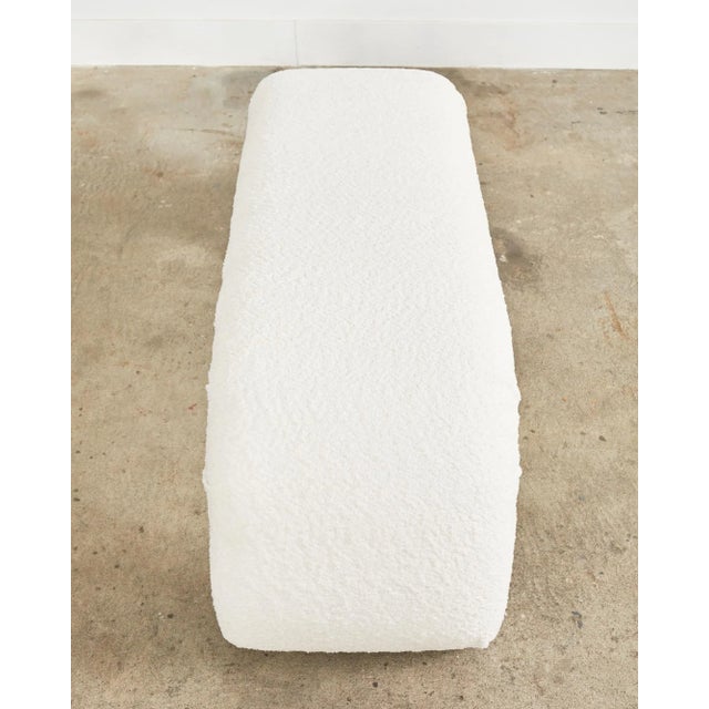 Mid 20th Century Karl Springer Style Waterfall Scroll Bench With Bouclè Upholstery For Sale - Image 5 of 13