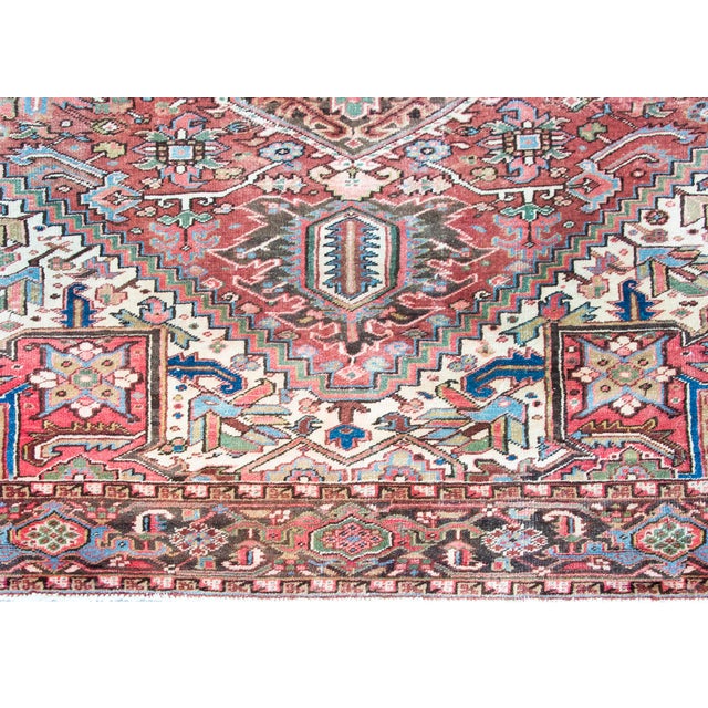 Red Mid 20th Century Persian Heriz Rug For Sale - Image 8 of 14