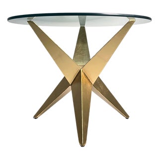 Custom Post Modern Steel Side Table in Gold Finish For Sale