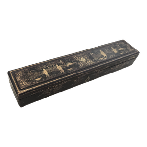 Antique Black Laquered Chinese Export Fan Box