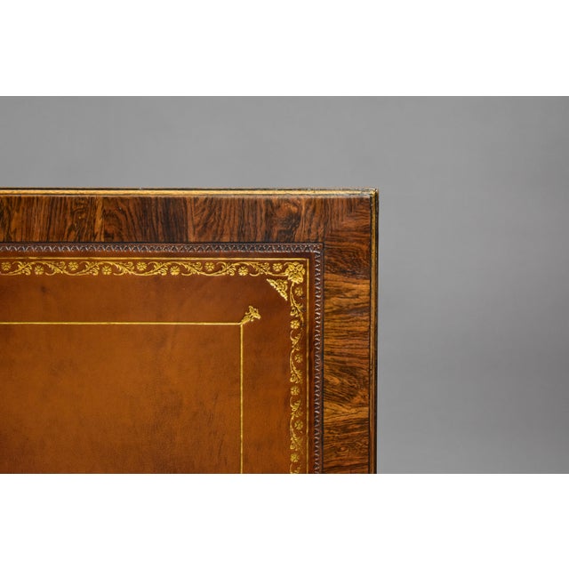 19th Century Victorian English Rosewood & Marquetry Writing Table For Sale - Image 9 of 14