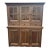Rustic Wood Hutch Cabinet With Glass Doors and Drawers For Sale