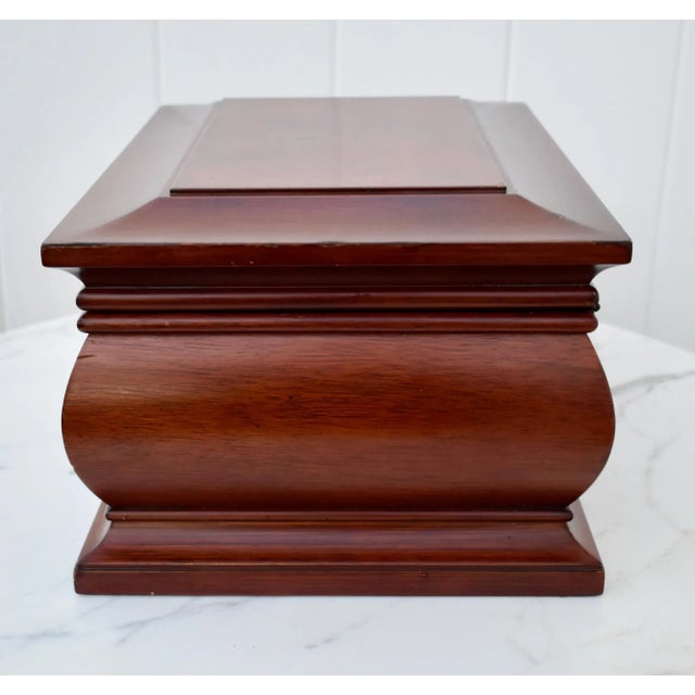 Vintage Bombe' Shaped Cherry Jewelry Box W/Mother of Pearl Inlay For Sale - Image 9 of 13